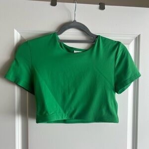 Aritzia Green Fitted Crop Tee